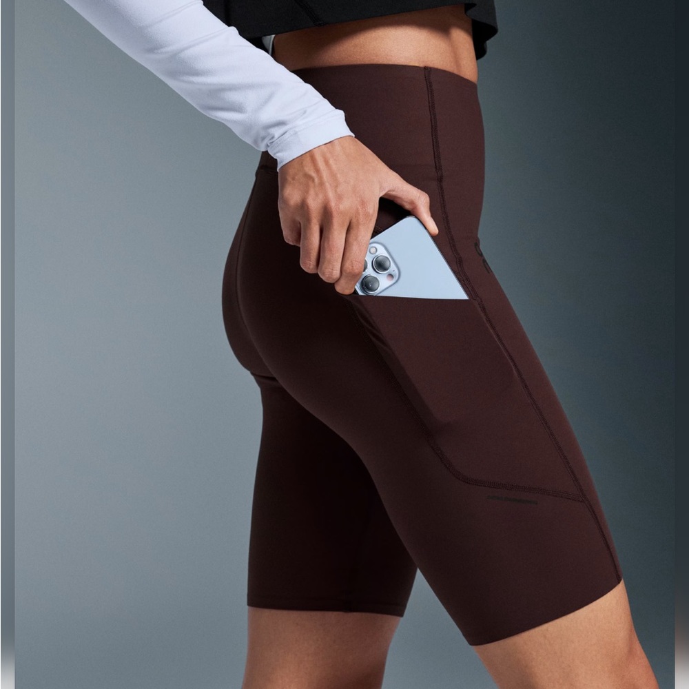 On Running Brown Bike Shorts with Performance Fit